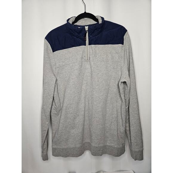 Vintage Le Tigre Sweater Mens Large Gray Navy Quarter Zip Mock Neck Pullover 90s - Picture 2 of 7